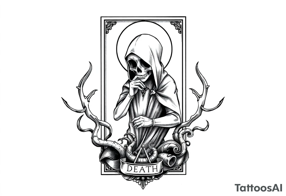 Death tarot card half sleeve tattoo idea