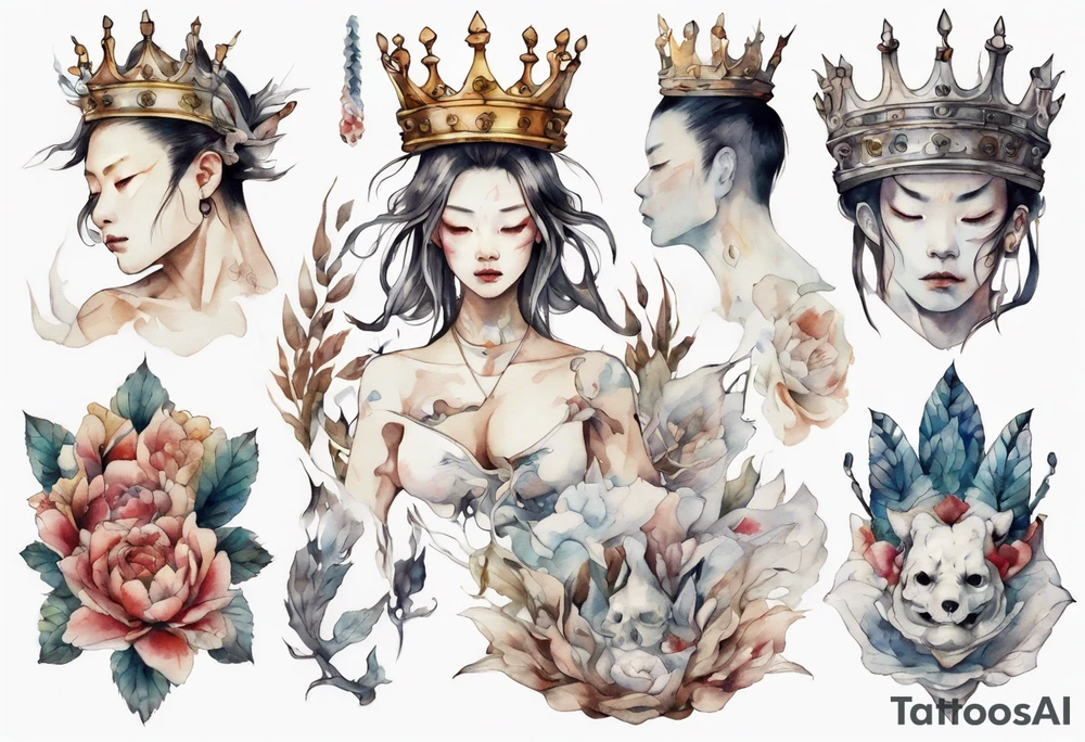 a white ampitheare wearing an iron crown tattoo idea