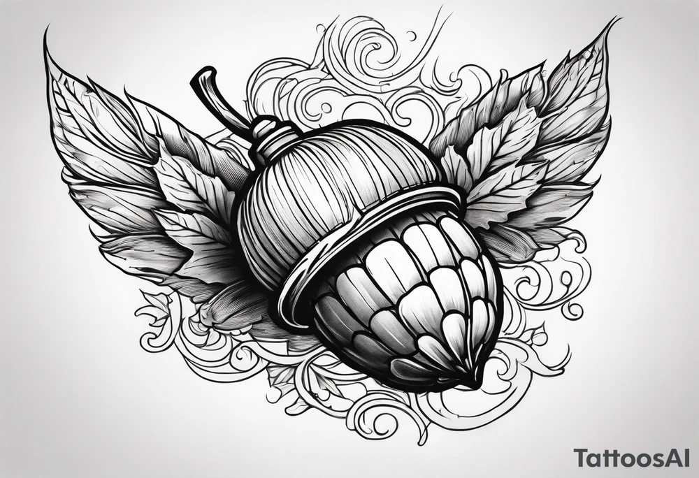 Flying acorn tattoo idea