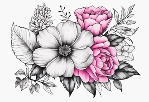 Flowers pink sleeve tattoo idea