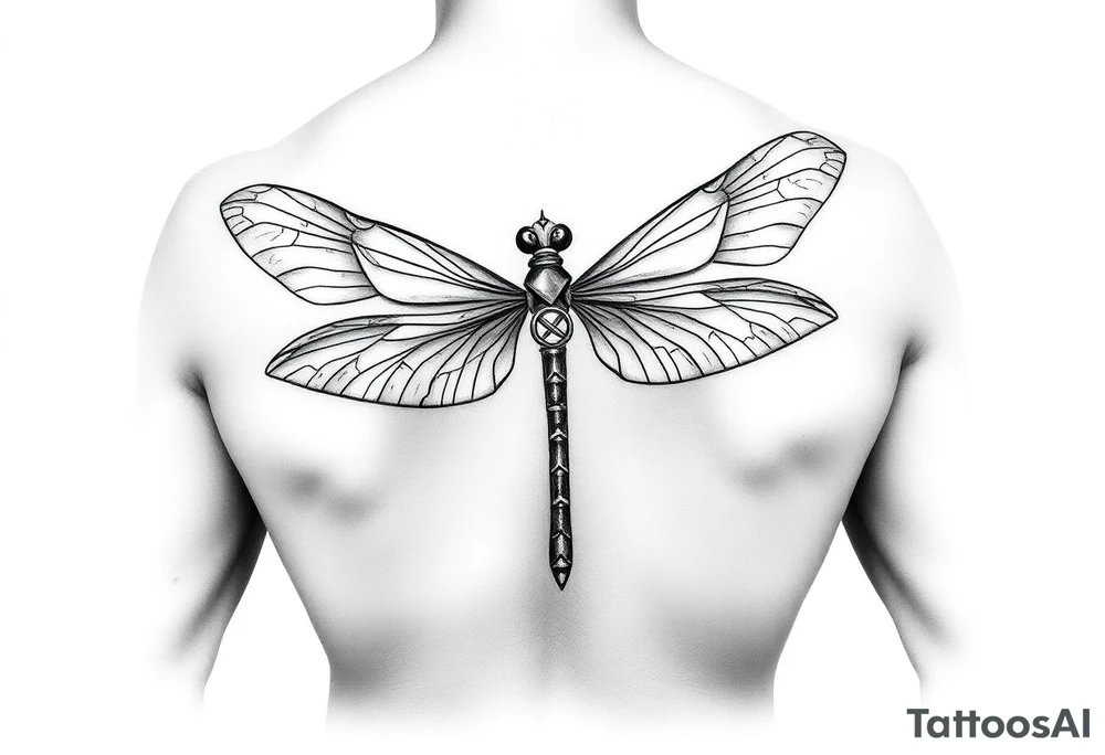 dragonfly with infinity symbol body
super 
easy lines no shading tattoo idea