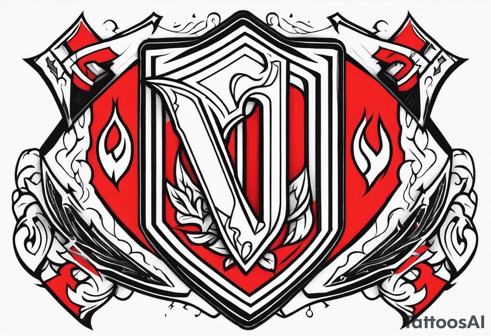 valhalla on fire sword shield axe tattoo idea