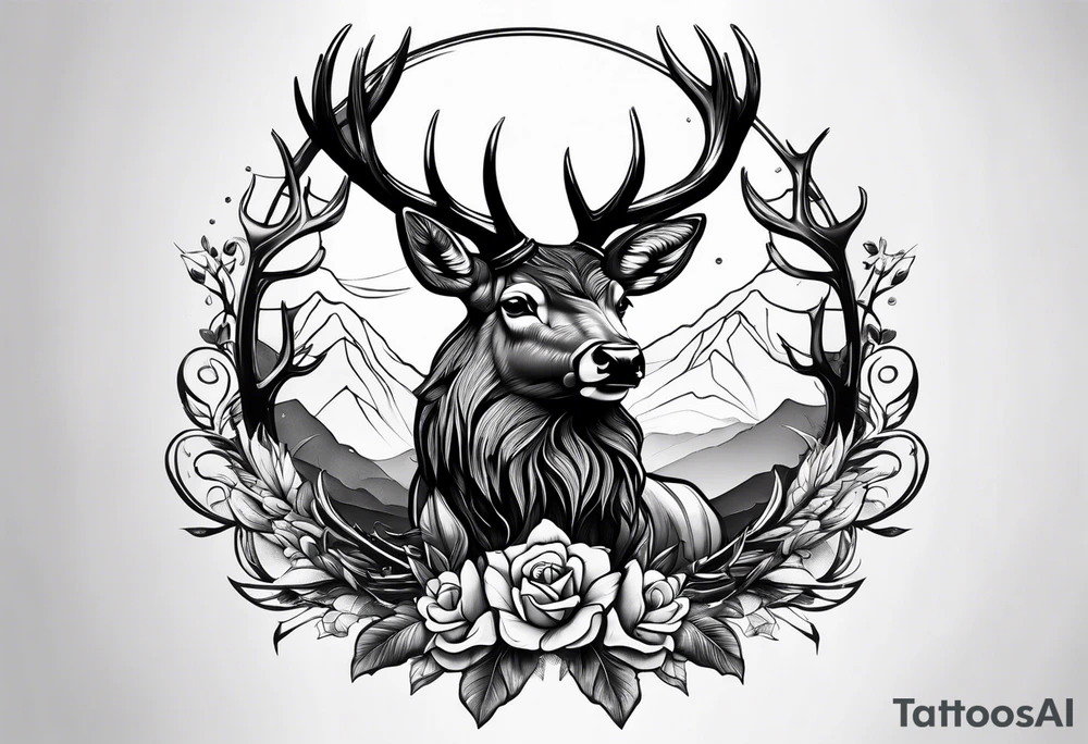 Western stag tattoo idea