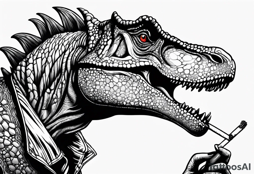 dinosaur smoking a cigarette tattoo idea