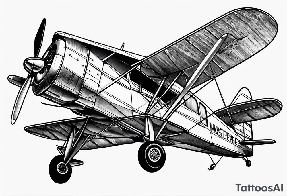 sketch of adventure plane in perspective from the bottom tattoo idea
