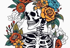 human skeleton

old school vintage simple traditional design surrounded by vintage flowers


bold color simple tattoo idea