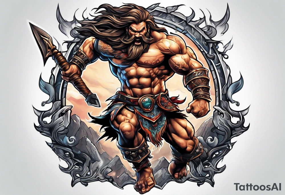 leaping barbarian tattoo idea