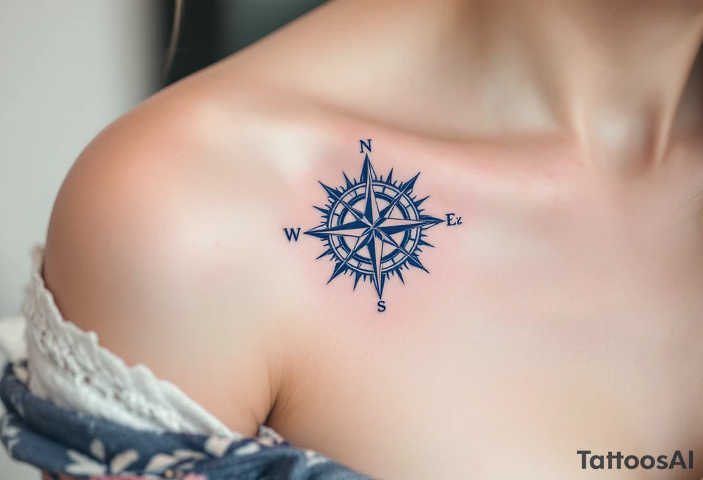 Jakub 02. 03. 2021 – A classic blue and gray compass with Jack's birthdate etched in bold, modern font at the center. tattoo idea