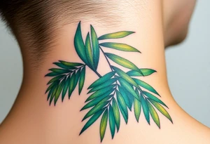 realistic large woven palm leaves tattoo idea