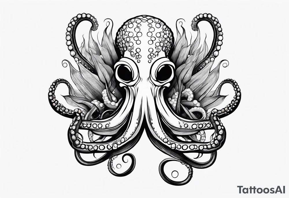 octopus holding a corn tattoo idea