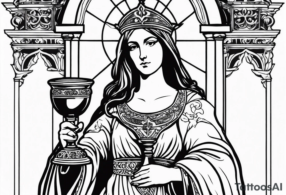 Saint Barbara  full body 
holding a chalice tattoo idea