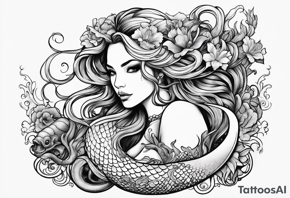 Mermaid with octopus tattoo idea