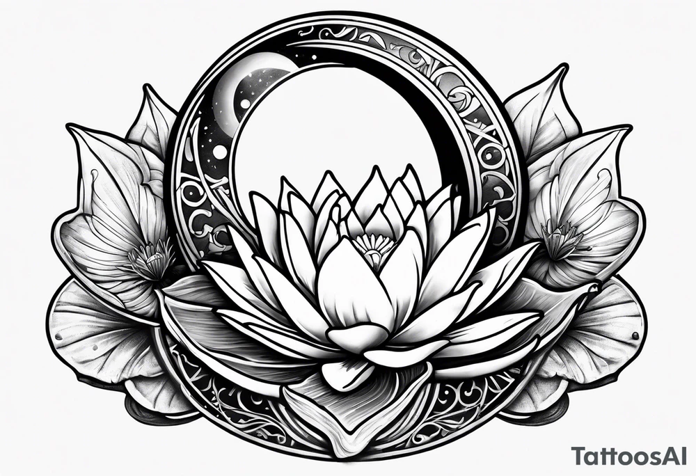 Lilly pad and crescent moon tattoo idea