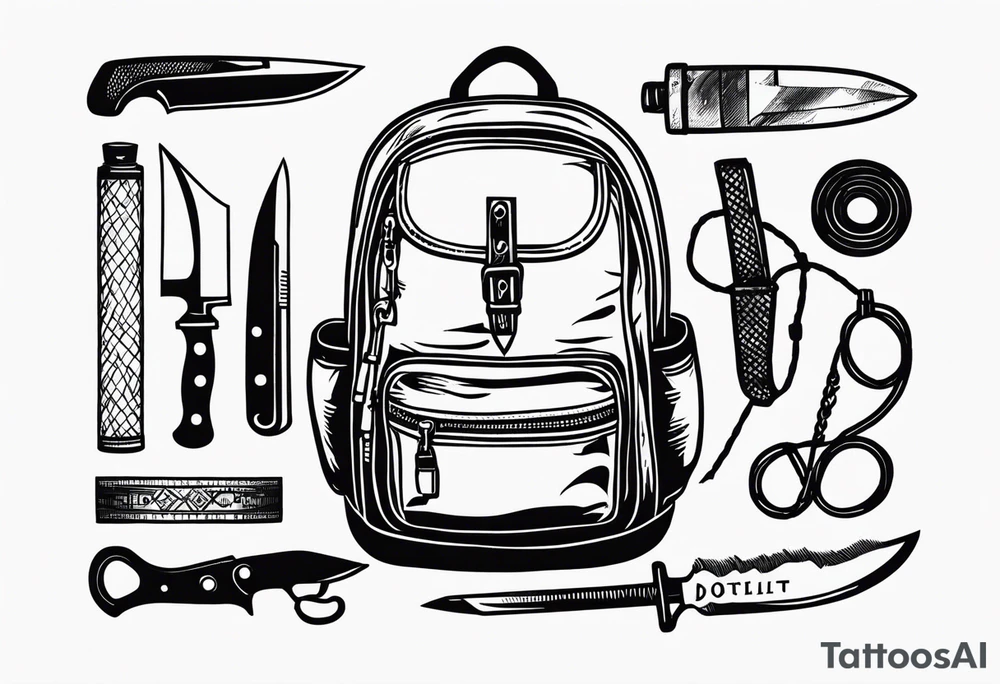 murderers kill kit backpack knife rope duct tape tattoo idea