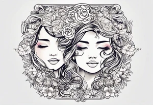 symbolic, son and daughter, rectangle, reverse tattoo tattoo idea