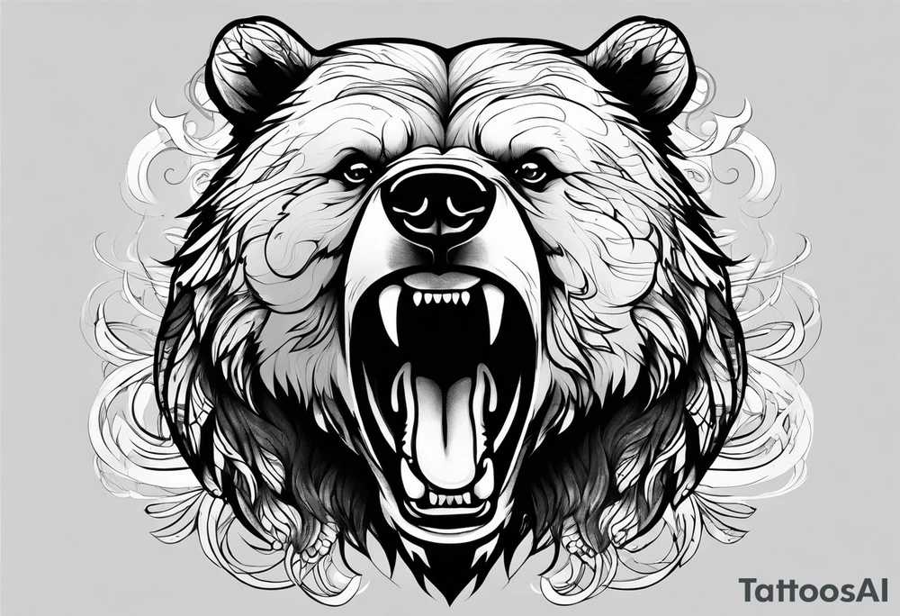 growling bear, torso tattoo idea