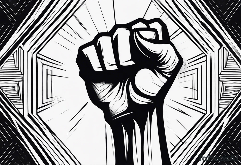 A clenched fist on the back using negative space techniques tattoo idea A clenched fist on the back using negative space techniques tattoo idea