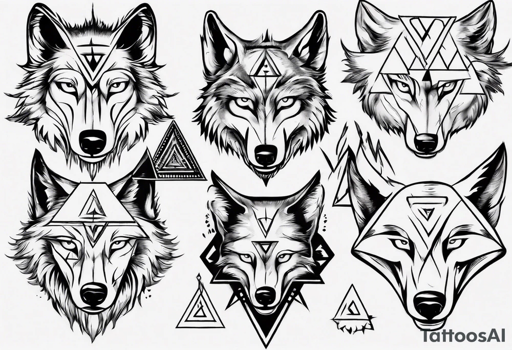 wolf head with a triangle on forehead tattoo idea