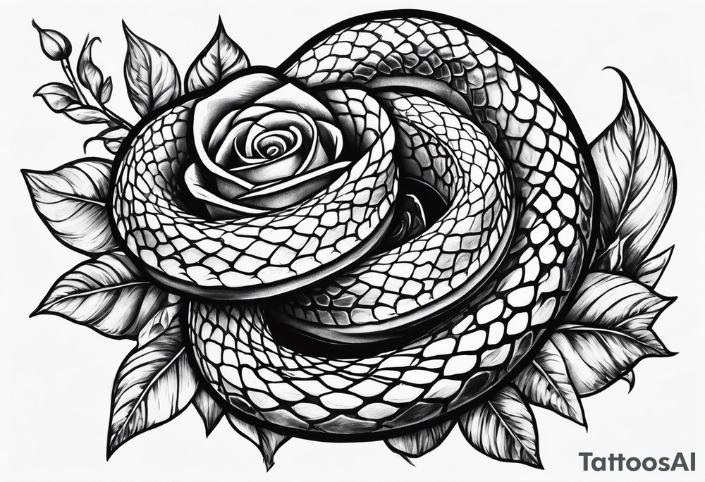 Snake with black rose tattoo idea
