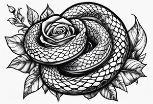Snake with black rose tattoo idea