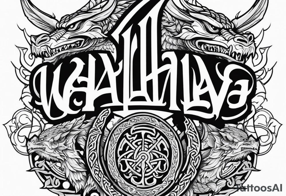 Viking valhalla sword shield dragon tattoo idea