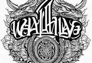Viking valhalla sword shield dragon tattoo idea
