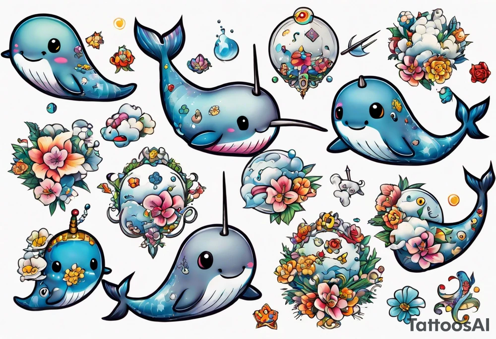 a narwhal tattoo idea