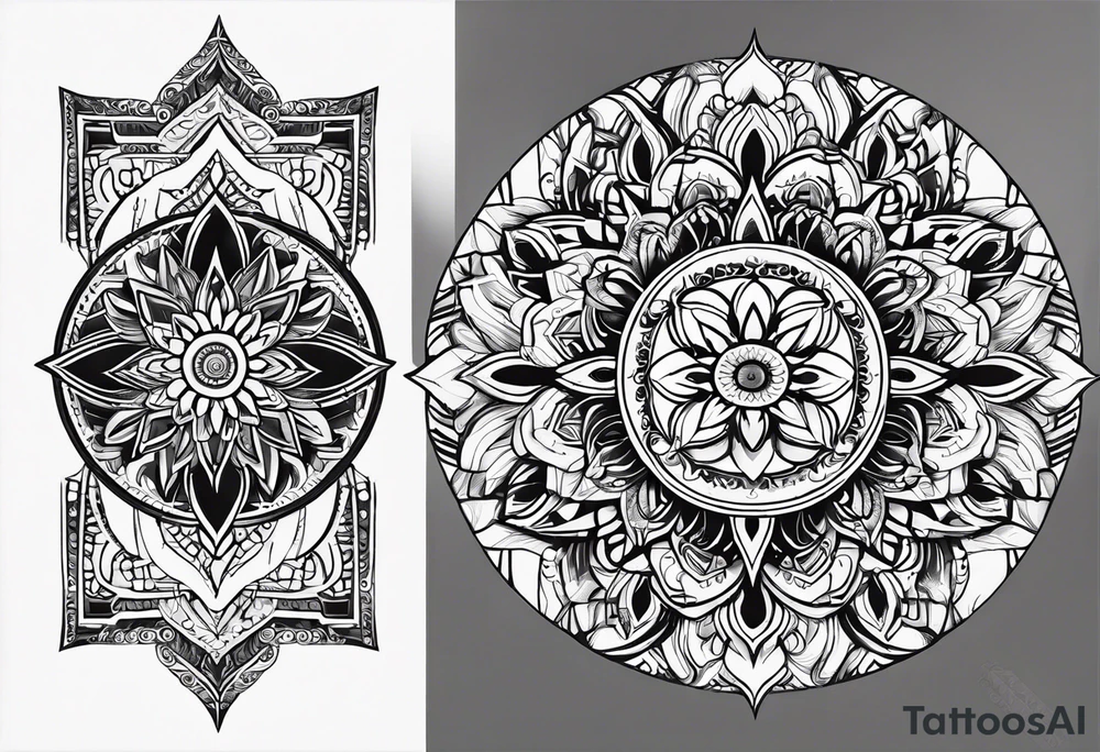 masculine mandala round tattoo idea