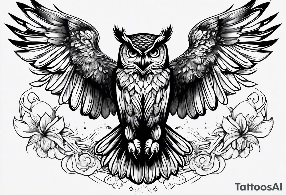 Owl soaring tattoo idea