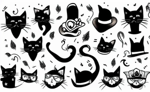 Black cat wearing a funny hat tattoo idea
