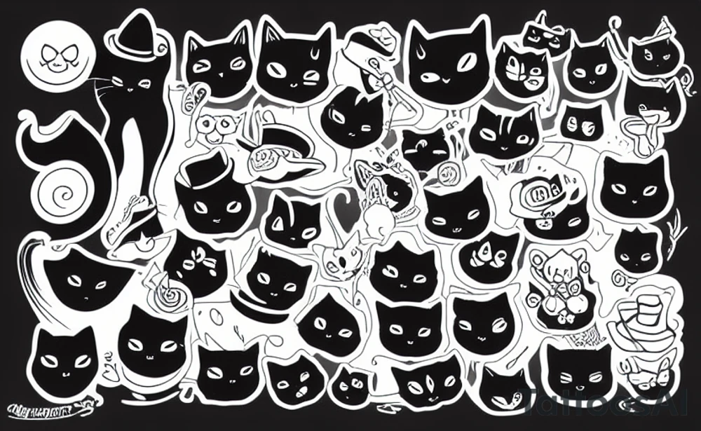 Black cat wearing a funny hat tattoo idea