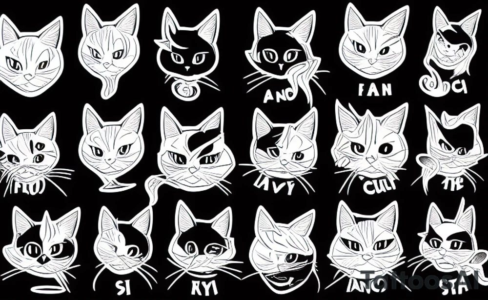 Black cat wearing a funny hat tattoo idea