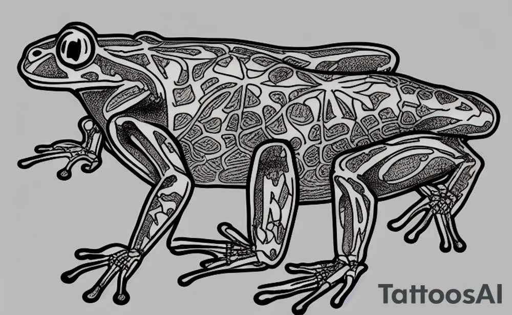 A skeleton of a frog tattoo idea