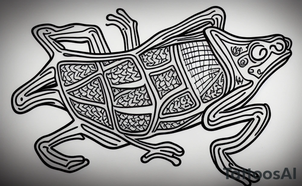 A skeleton of a frog tattoo idea