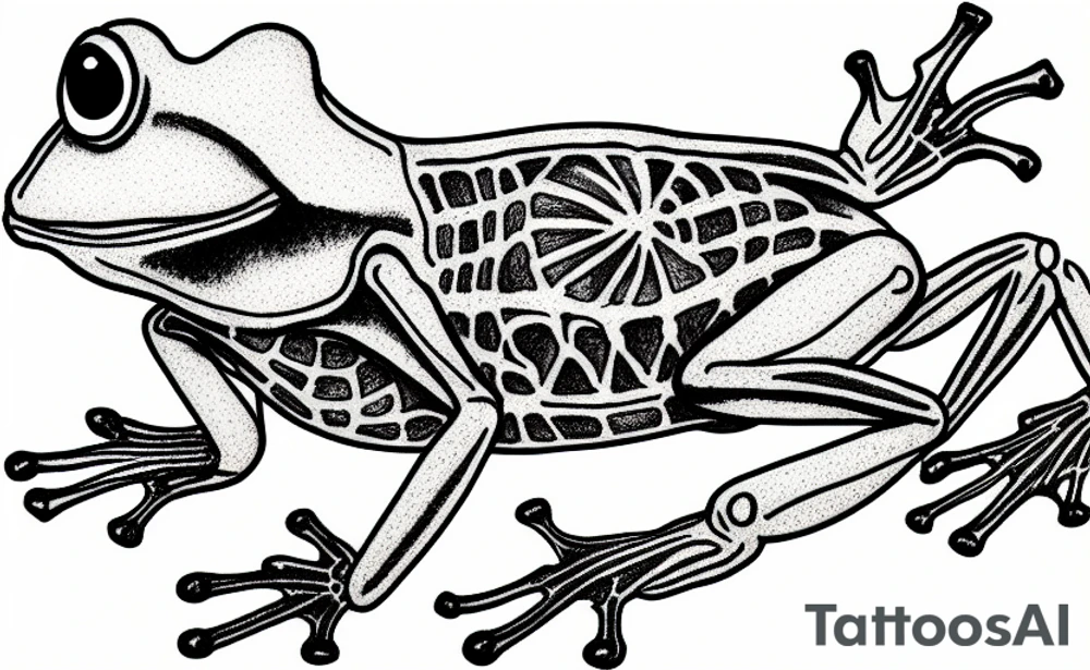 A skeleton of a frog tattoo idea