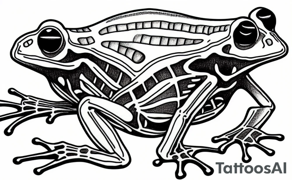 A skeleton of a frog tattoo idea