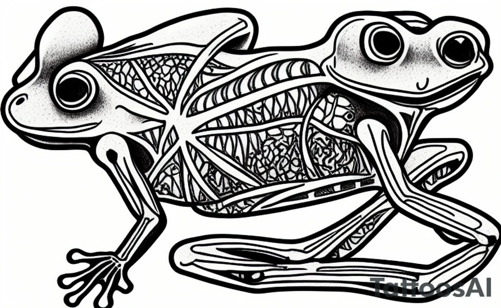 A skeleton of a frog tattoo idea