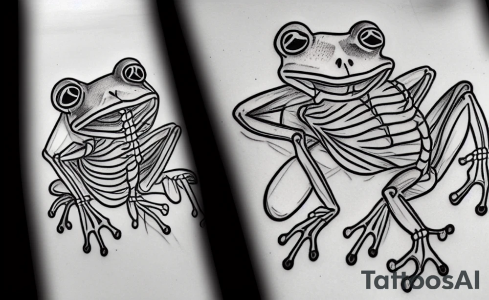 A skeleton of a frog tattoo idea