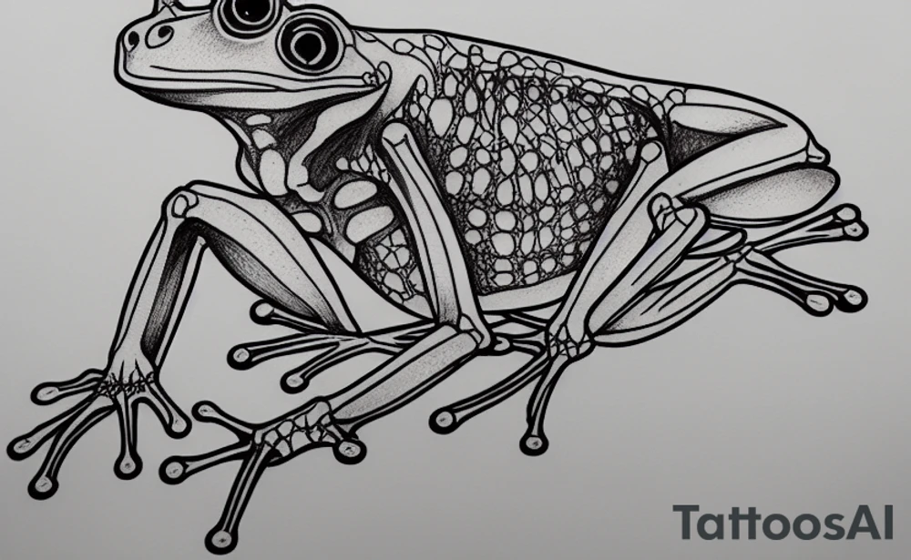 A skeleton of a frog tattoo idea