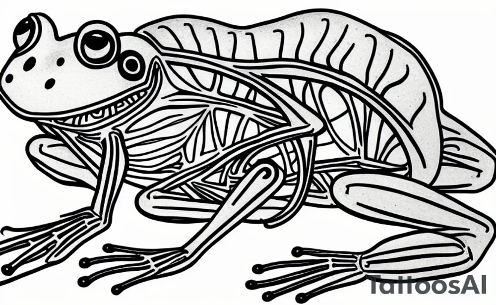 A skeleton of a frog tattoo idea