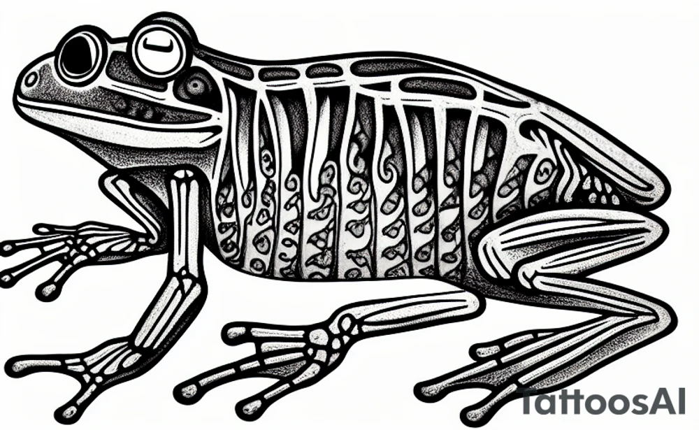 A skeleton of a frog tattoo idea