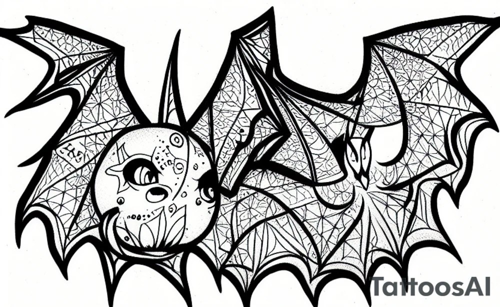 Upside down hanging bat tattoo idea
