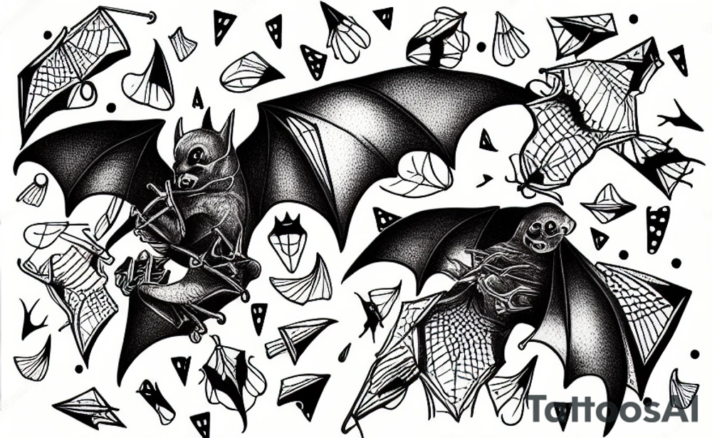 Upside down hanging bat tattoo idea