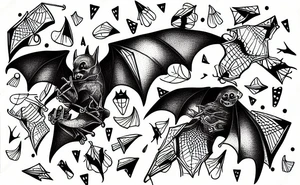Upside down hanging bat tattoo idea
