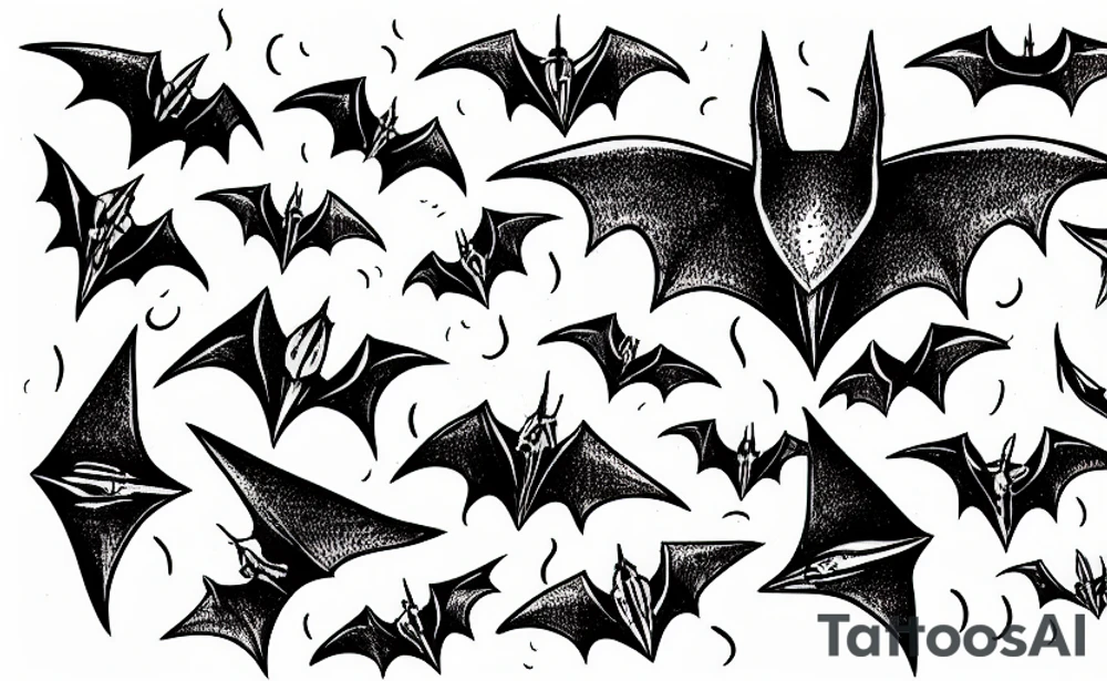 Upside down hanging bat tattoo idea