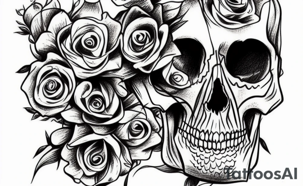 Skull flower tattoo idea
