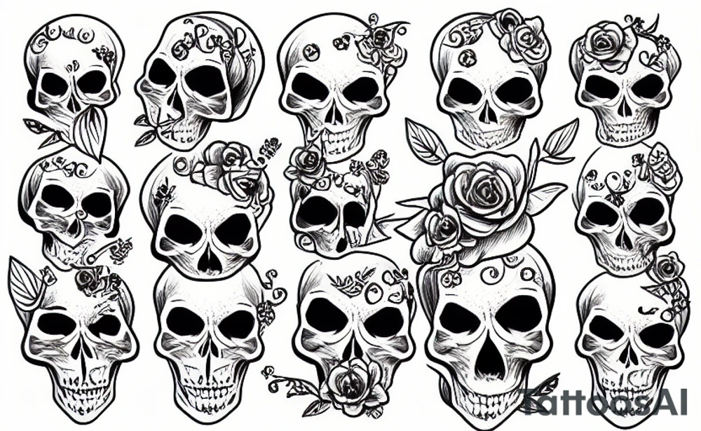 Skull flower tattoo idea
