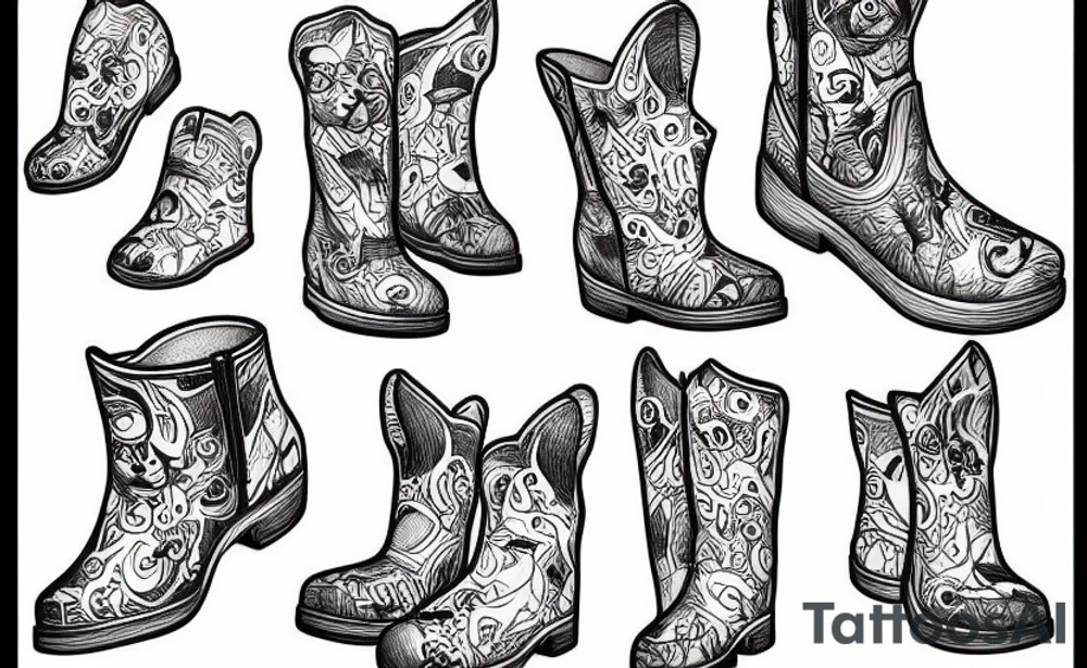 A small dog wearing big boots tattoo idea