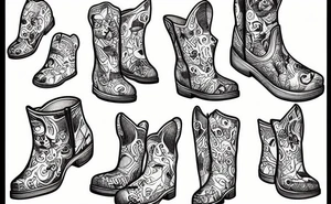 A small dog wearing big boots tattoo idea