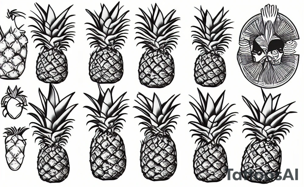 "Fruit box with pineapples and papayas" tattoo idea